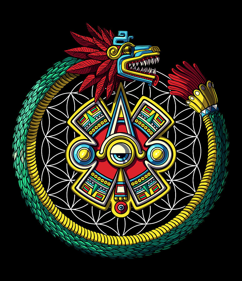 Aztec Quetzalcoatl Ouroboros Digital Art by Nikolay Todorov Pixels