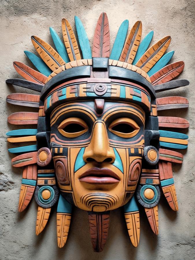 Aztec Sun God Mask - The Aztec Sun God's Rebirth Digital Art by Samuel ...