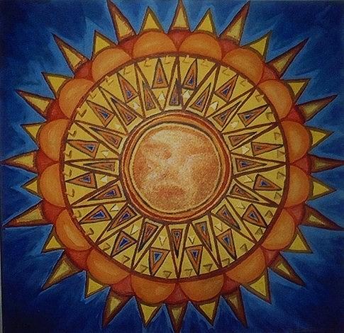 Abstract Painting - Aztec Sun by J Andrel
