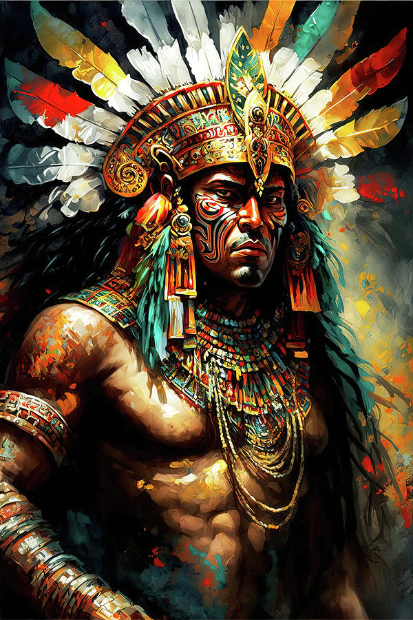 Aztec warchief, 06 Painting by AM FineArtPrints