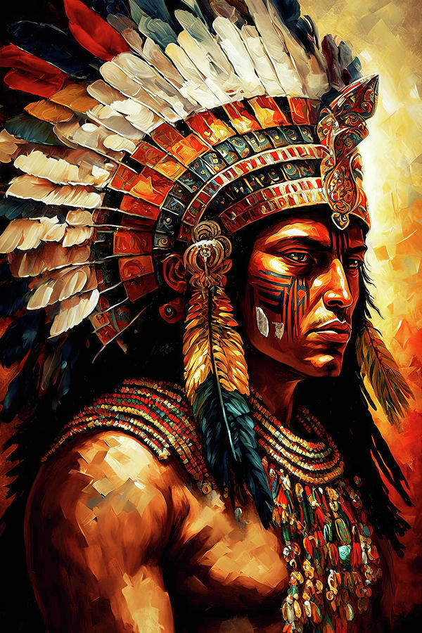 Aztec warchief, 07 Painting by AM FineArtPrints