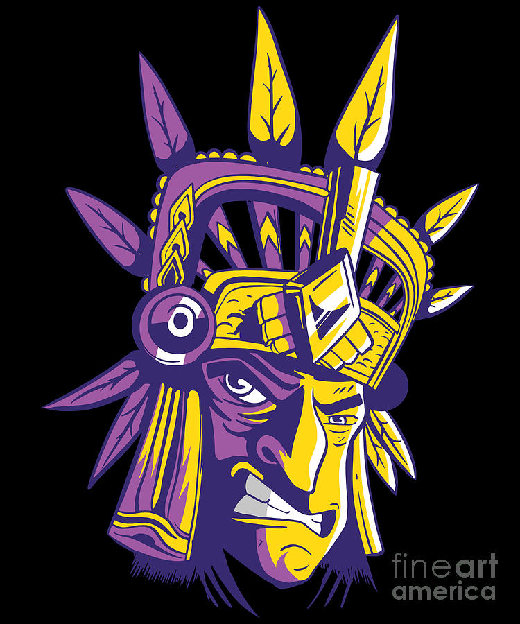 Aztec Warrior Skull Inca Maya Native Culture Gift by Thomas Larch