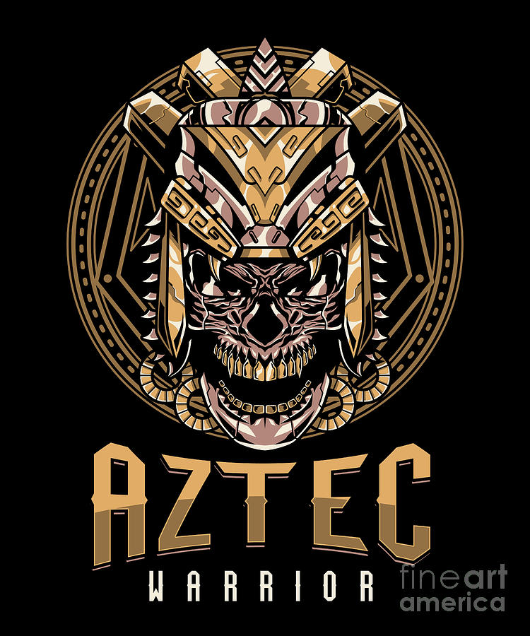 Aztec Warrior Skull Mask Native Indian Mexican Art Print by