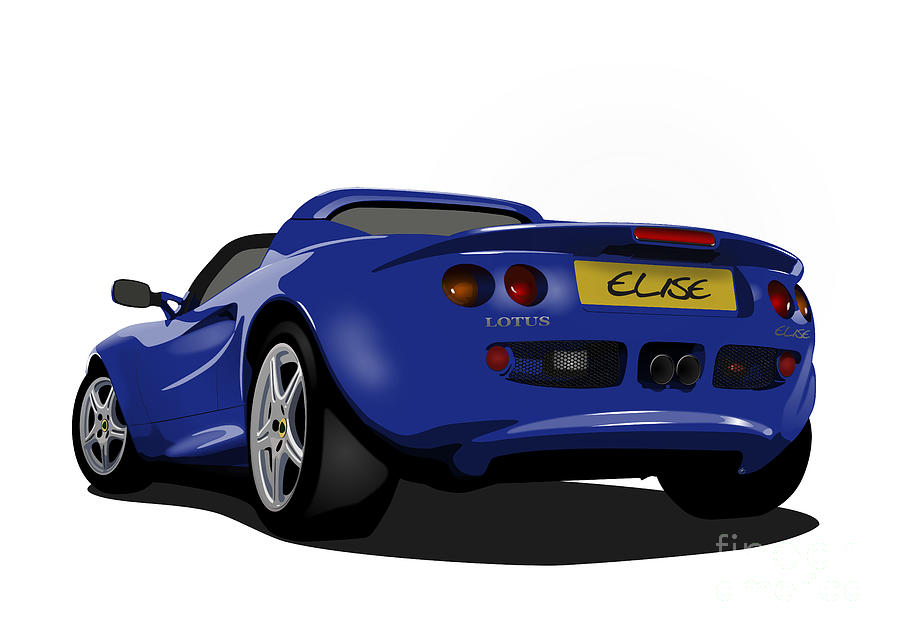 Azure Blue S1 Series One Elise Classic Sports Car Digital Art by Moospeed Art