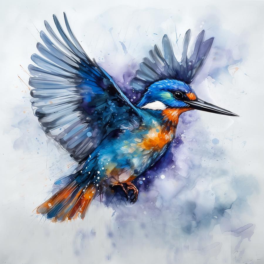 Kingfisher Digital Art - Azure Kingfisher Captured in Mid Flight by Patricia Keith