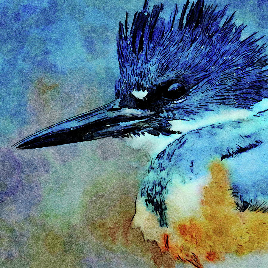 Azure Kingfisher Painting by Russ Harris