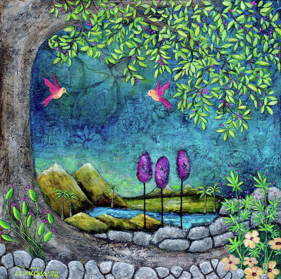 Azure Oasis Painting by Winonas Sunshyne