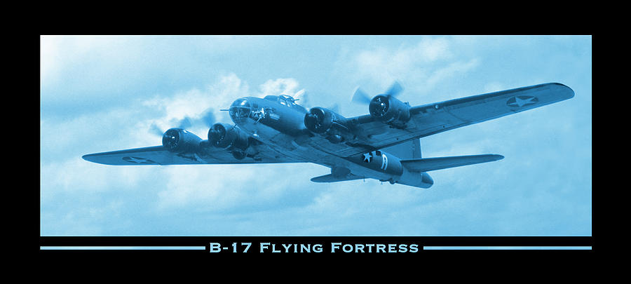 B-17 Flying Fortress Show Print in Blue Photograph by Mike McGlothlen