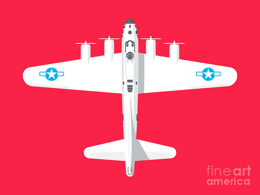 Airplane Digital Art - B-17 WWII Bomber - Crimson by Organic Synthesis