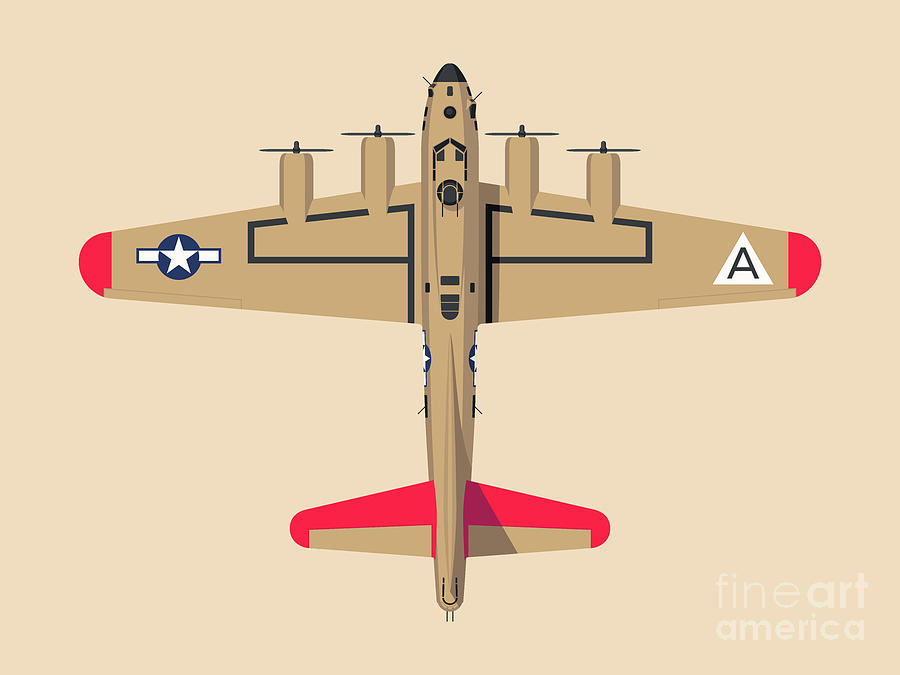 Airplane Digital Art - B-17 WWII Bomber - Khaki by Organic Synthesis