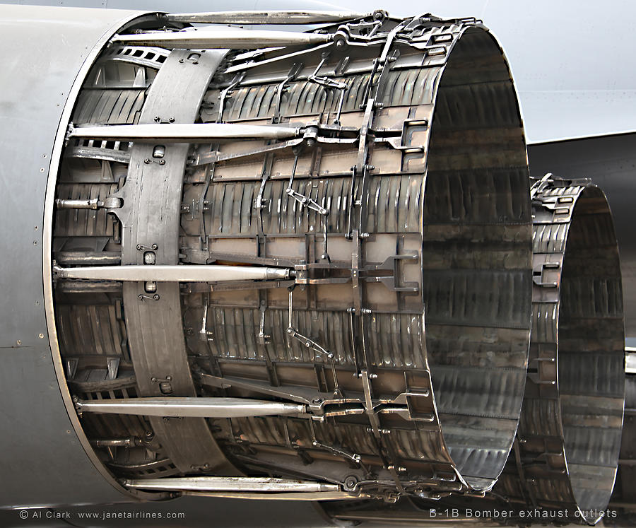 B-1B Lancer turbofan afterburner outlets Photograph by Custom Aviation Art