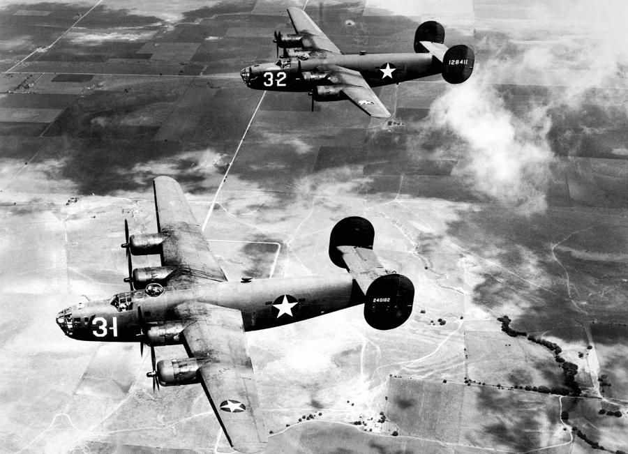 B-24 Bombers Flying A Mission - World War Two Photograph by War Is Hell Store