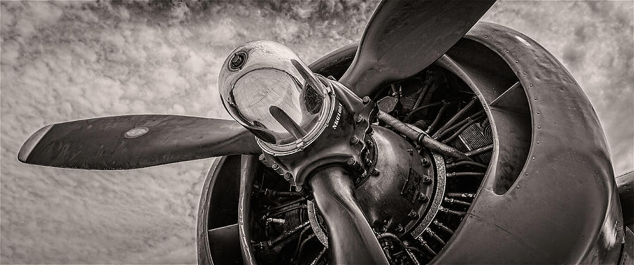 Vintage Photograph - B-24 Engine Prop by Mike Burgquist