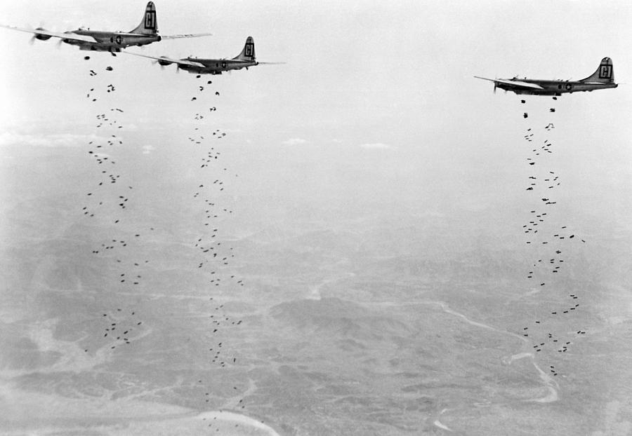 B-29 Superfortress Bombers Attacking Target - Korea - 1951 Photograph ...