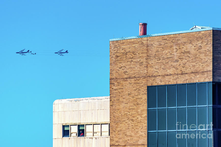 B 52 Bombers and Fighter Jets over NOLA Hospital Photograph by Kathleen K Parker