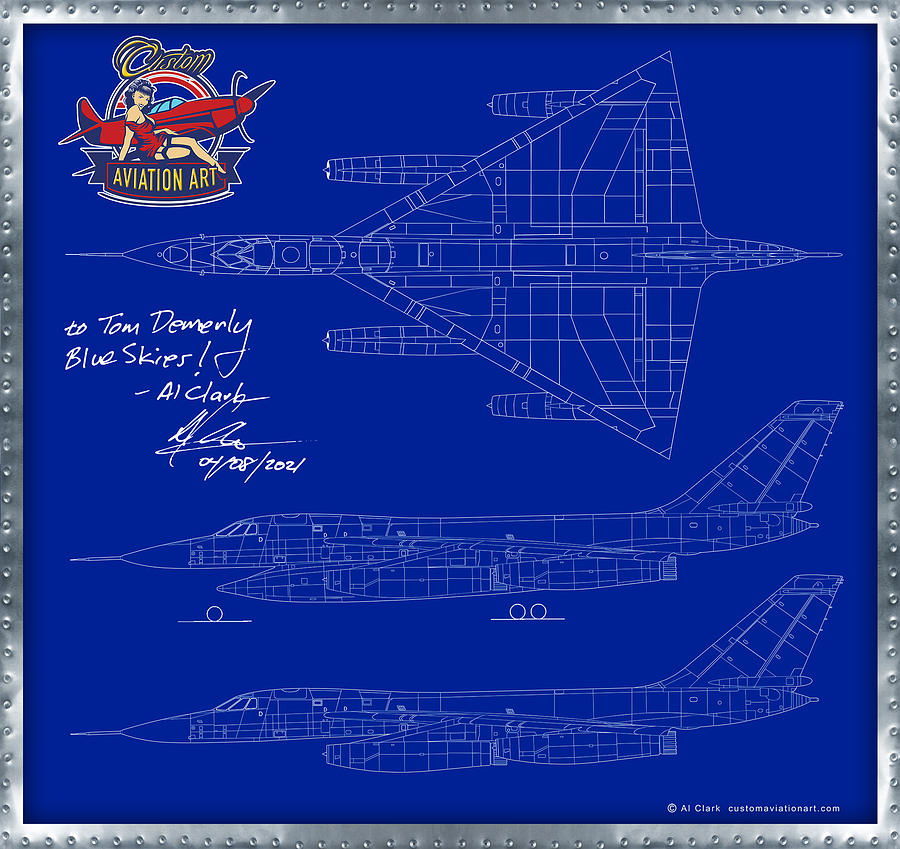 B-58 Blueprint Tom Demerly Digital Art by Custom Aviation Art