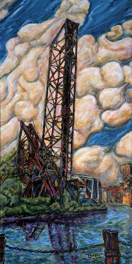 B and O RR Bridge over Cuyahoga Painting by John Bohn