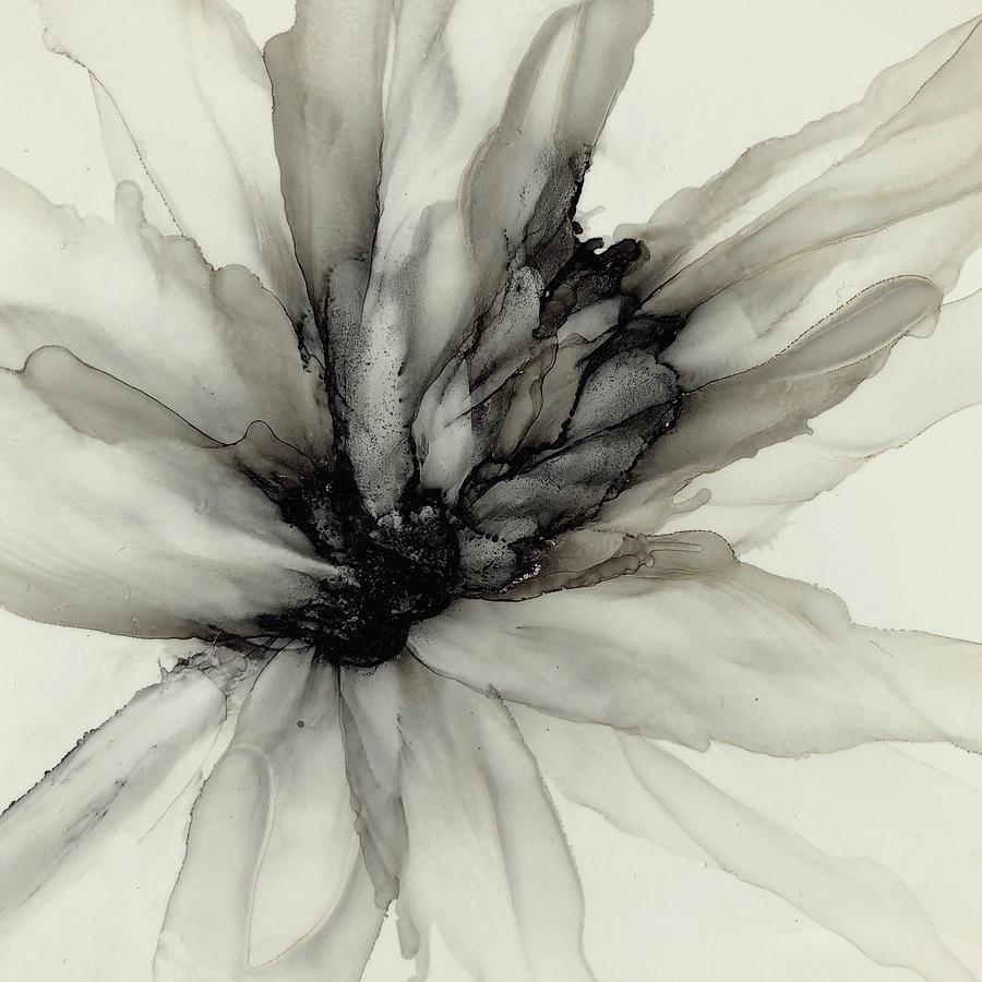 Black and White Flower  #1 Painting by Rachelle Stracke