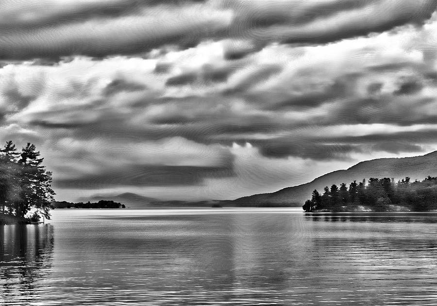 B and W Storm Clouds Over Lake George Photograph by Russ Considine