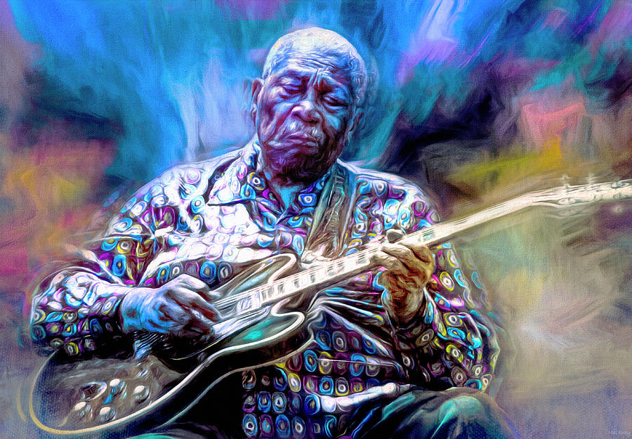 BB King Plays the Blues Mixed Media by Mal Bray