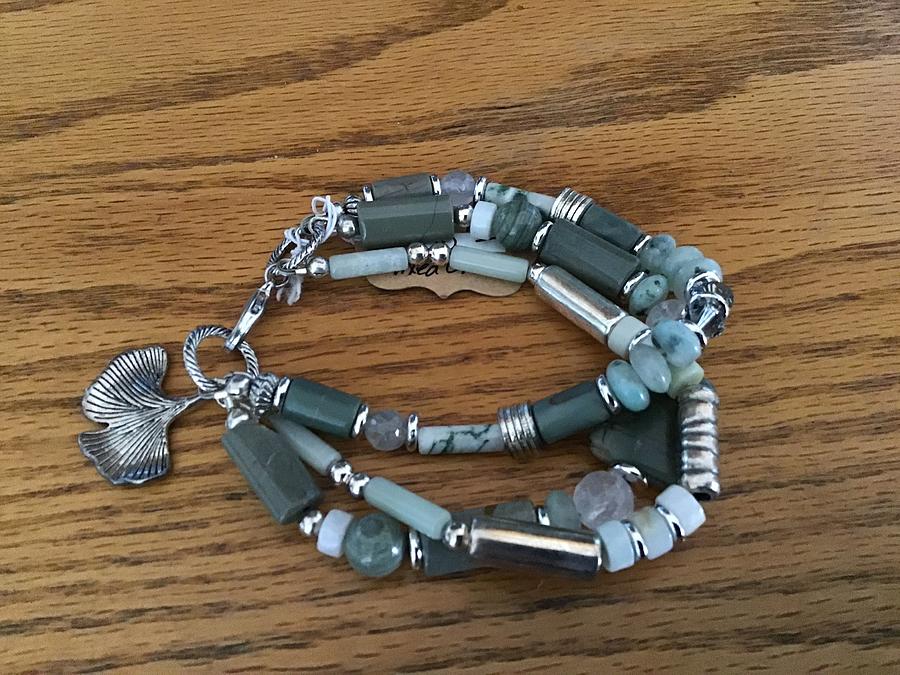 B079 Mixed Greens Bracelet  Jewelry by Barbara Prestridge
