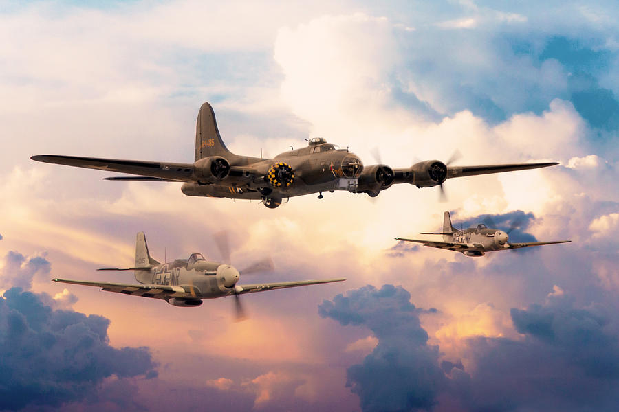 B17 Flying Fortress Digital Art - B17 Bomber and Little Friends by Airpower Art