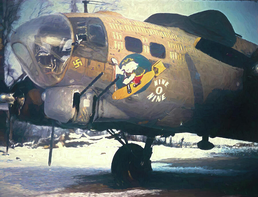 Vintage Painting - B17 Nine-O-Nine early in the War Painting by John Straton