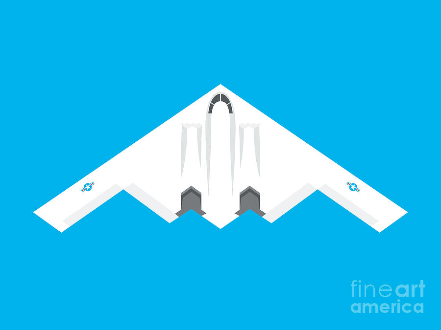 Airplane Digital Art - B2 Stealth Bomber Jet Aircraft - Cyan by Organic Synthesis