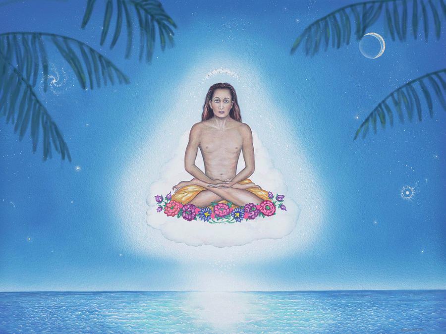 Babaji on the Sea of Consciousness Painting by Sheilah Renaud