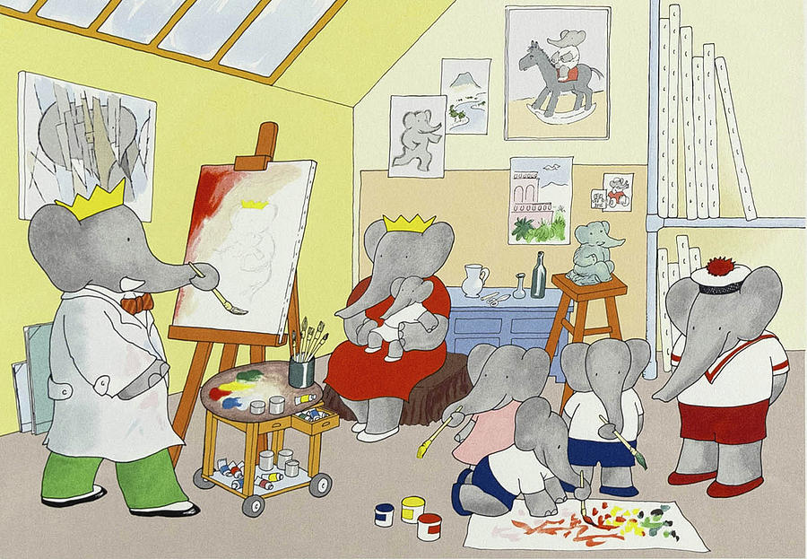 Vintage Drawing - Babar the artist by The Gallery