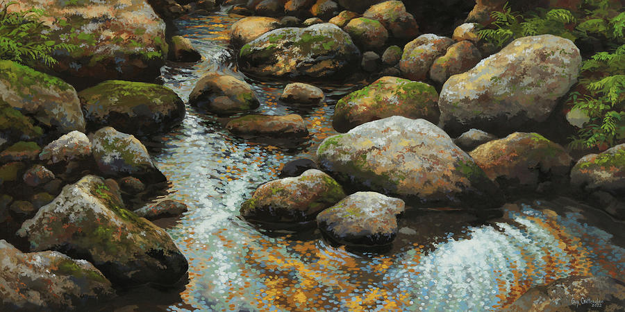 Babbling Brook Painting by Guy Crittenden