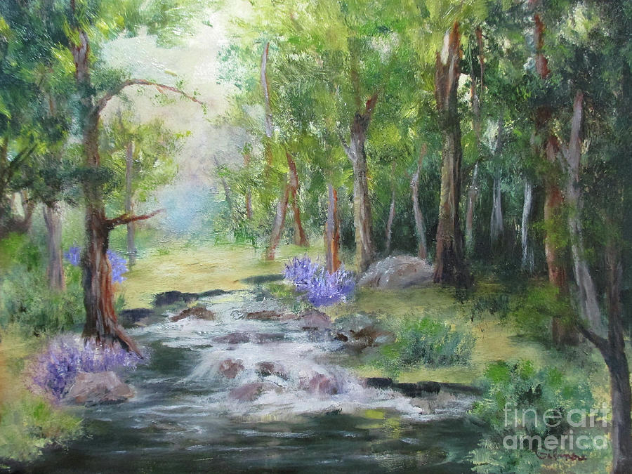 Babbling Brook Painting by Roseann Gilmore