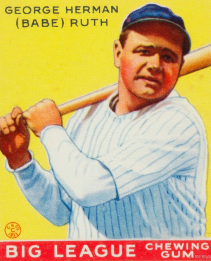 Babe Ruth 1933 Yellow Mixed Media by Bellino - Fine Art America