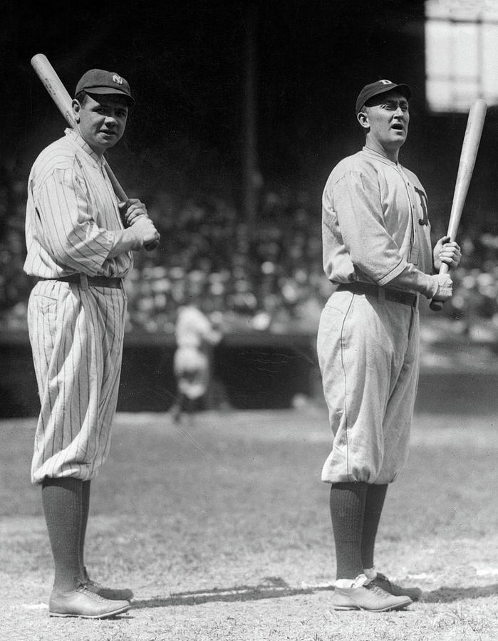 Babe Ruth and Ty Cobb, American Professional Baseball Players Painting ...