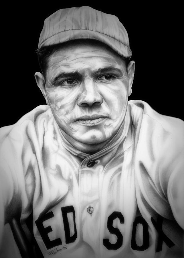 Babe Ruth - BW Edition Drawing by Fred Larucci