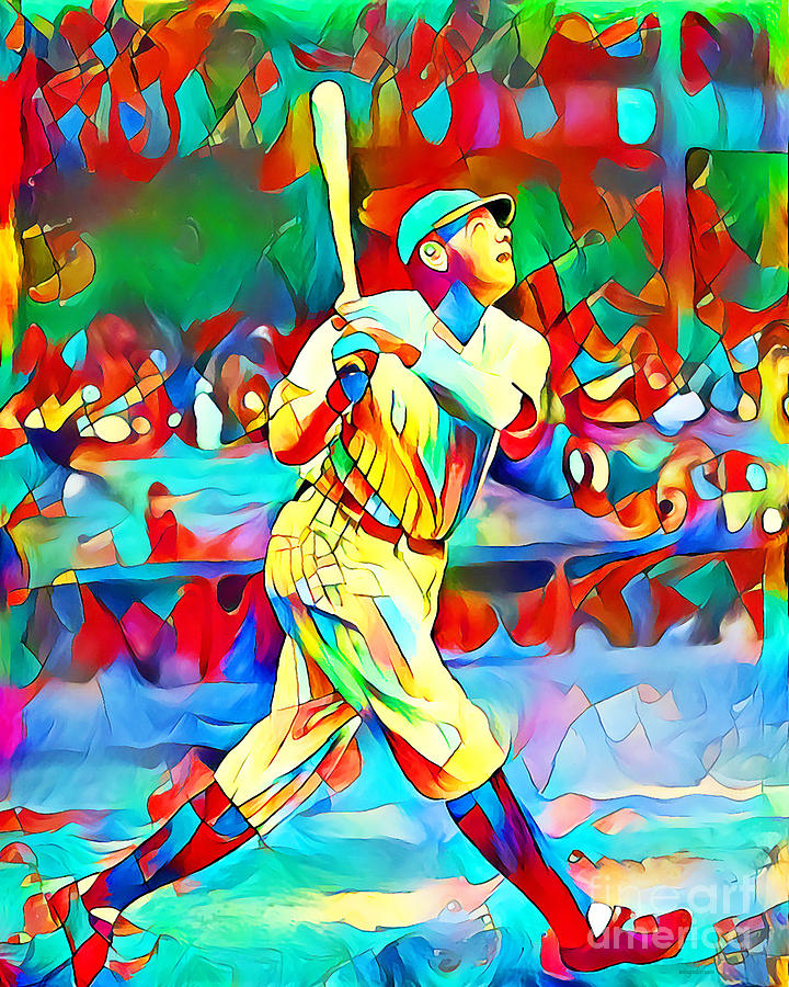 Babe Ruth in Contemporary Vibrant Colors 20200518 Photograph by Wingsdomain Art and Photography