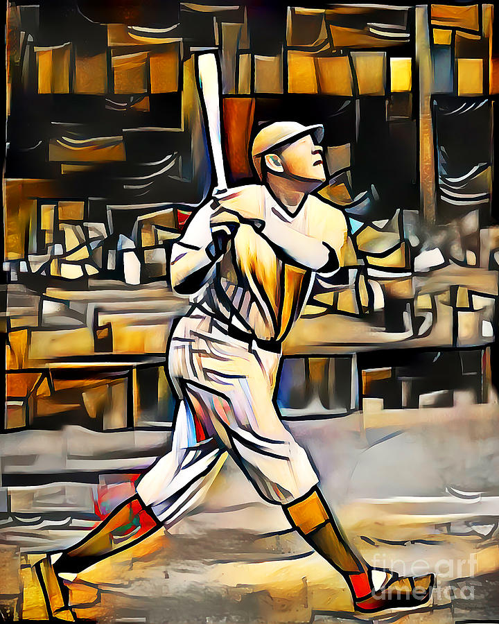 Babe Ruth in Vibrant Contemporary Cubism Colors 20200726 Photograph by Wingsdomain Art and Photography