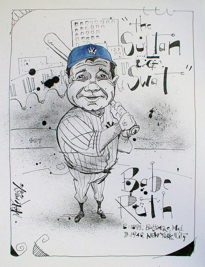 Babe Ruth Drawing by Phil Mckenney