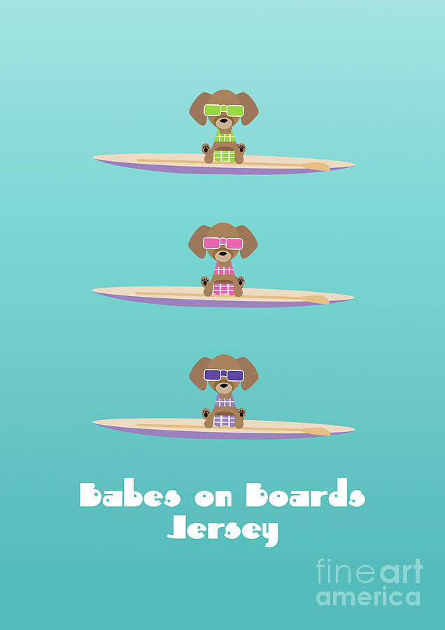 Babes on Boards Jersey - Pups in Bikinis on SUPs Digital Art by Barefoot Bodeez Art