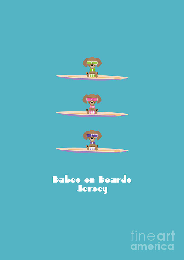 Babes on Boards Jersey - Pups in Bikinis on SUPs - no background Digital Art by Barefoot Bodeez Art