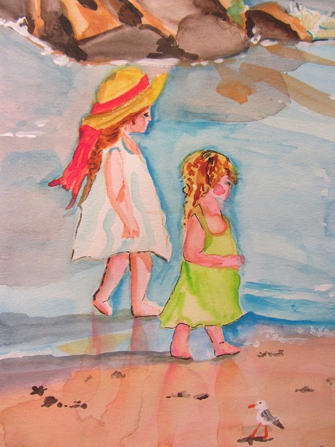 Babes on the Beach Painting by Dody Rogers