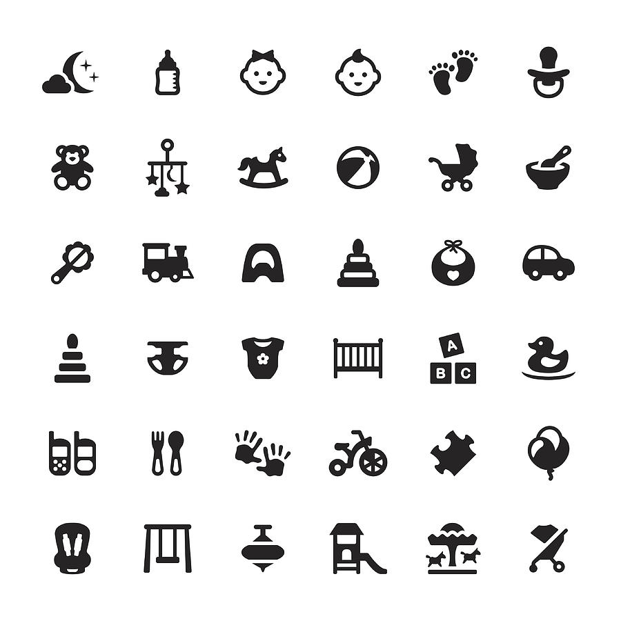 Babies vector symbols and icons Drawing by Lushik
