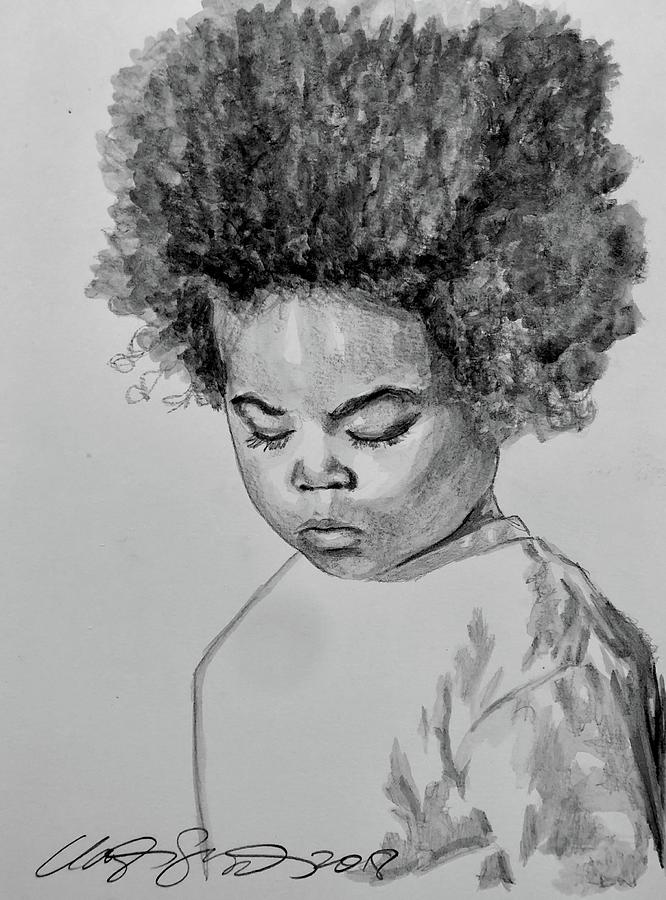 Baby Afro Blue Painting by Clayton Singleton