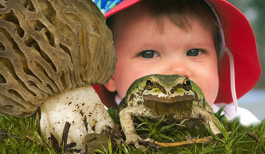 Baby and Frog Photograph by Buddy Mays