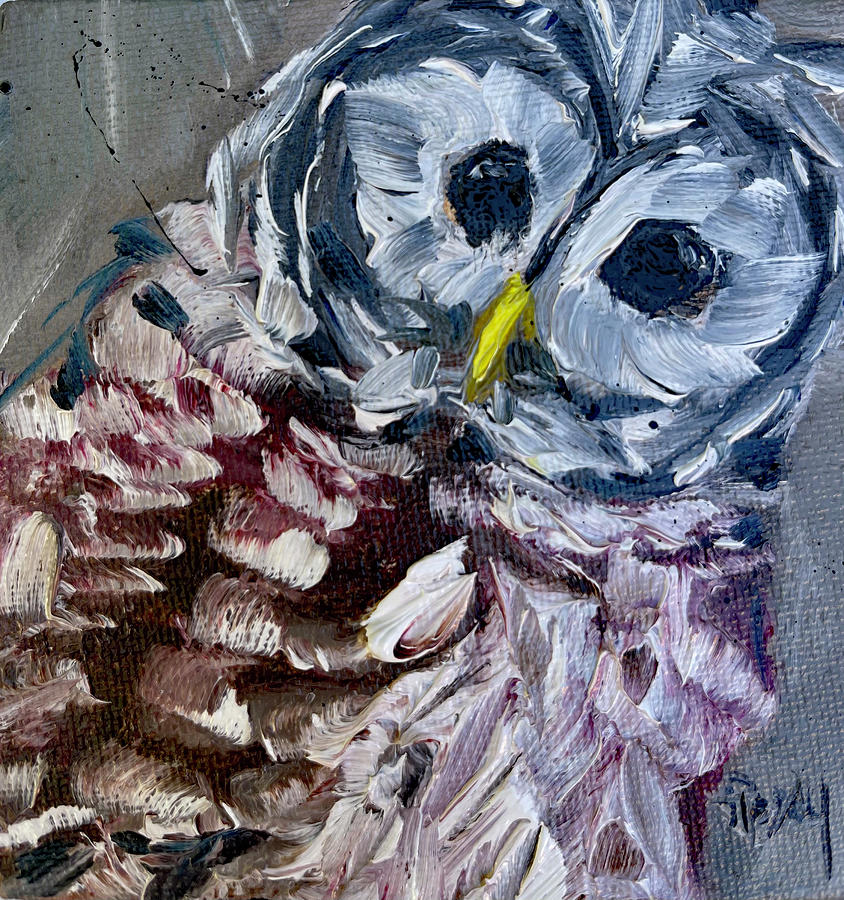 Baby Barred Owl Painting by Roxy Rich