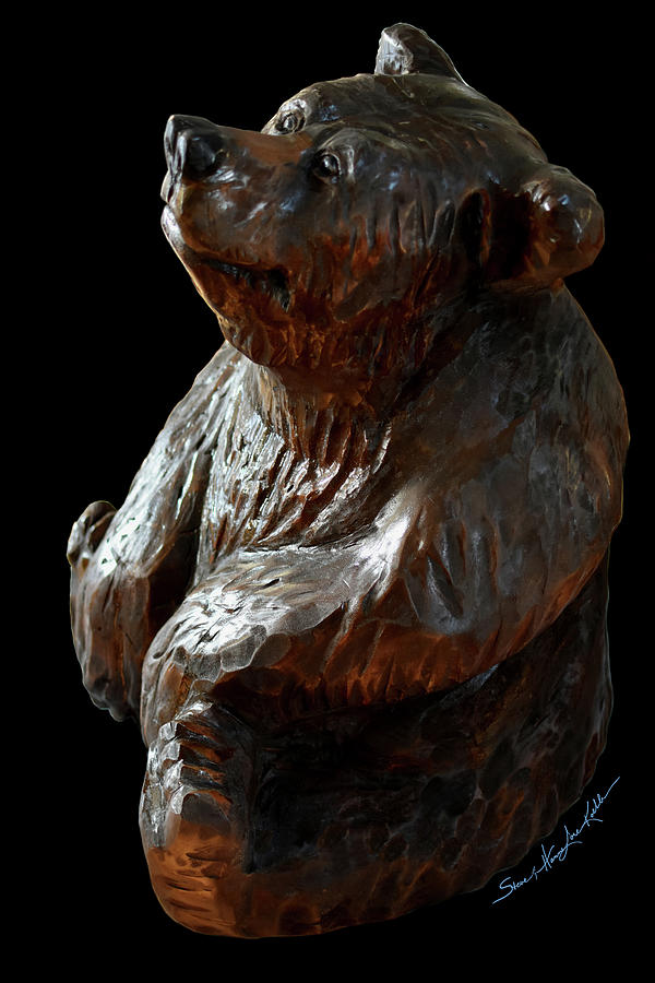 Bear Sculpture - Baby Bear Carving 1 by Hanne Lore Koehler