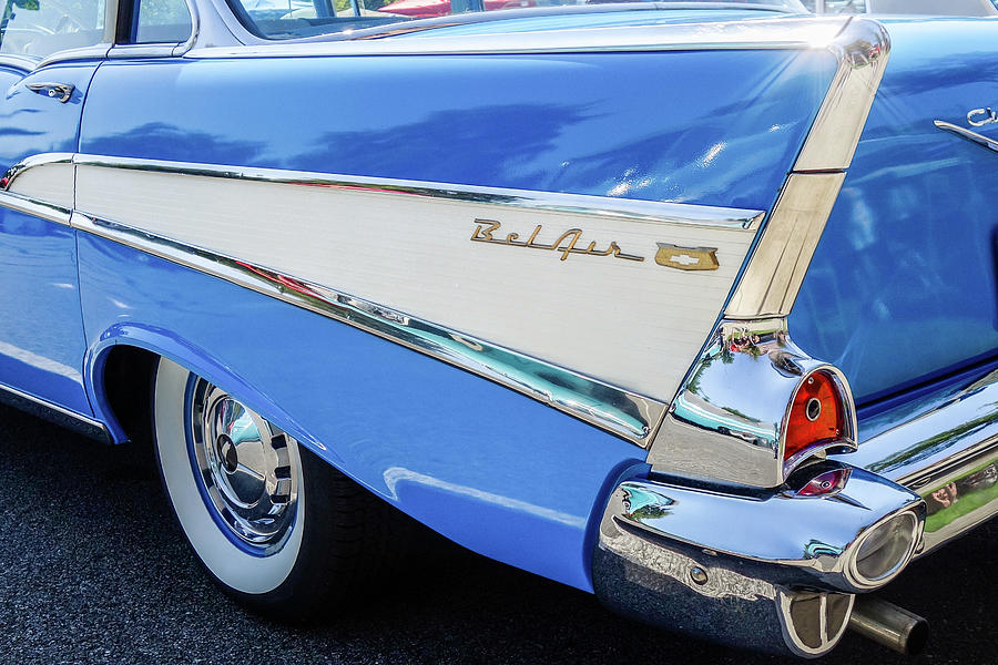 Baby Blue 57 Chevy Fin Photograph by Anthony Sacco