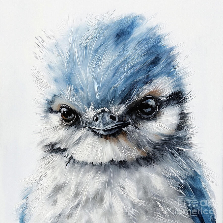 Baby Blue Jay Painting by Tina LeCour
