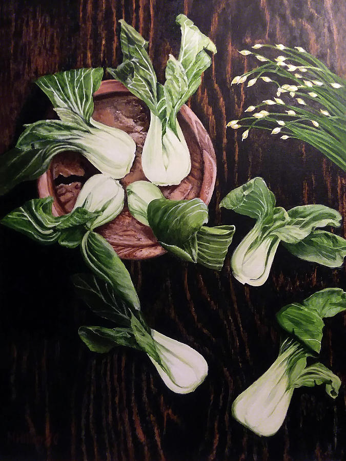 Baby Bok Choy Painting by Marilyn Hilliard