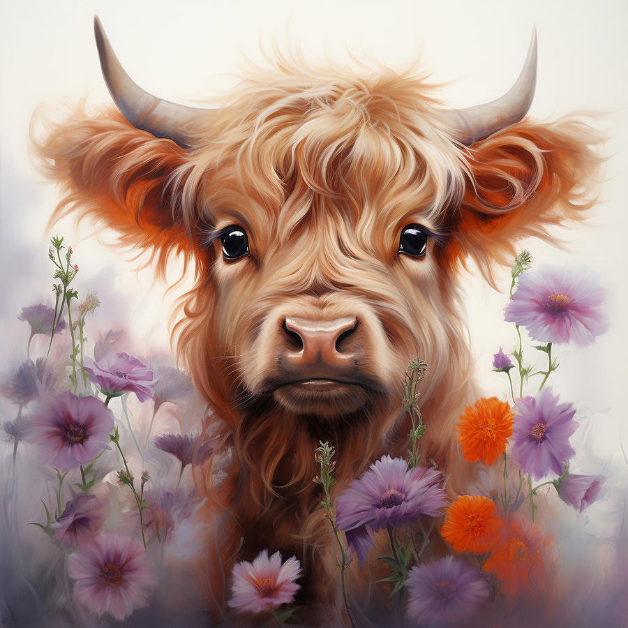 Baby Calf In Wildflowers Digital Art by Athena Mckinzie - Fine Art America